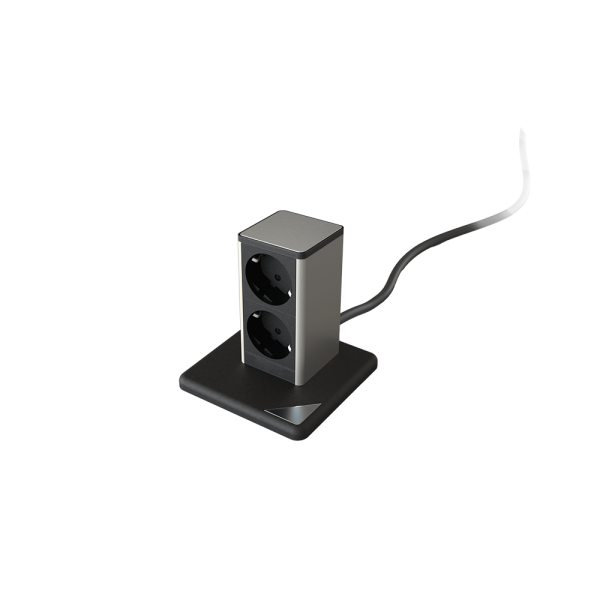 STAND UP 2xSHUKO SOCKET, BLACK/INOX                                                                                                                                                                                                                            