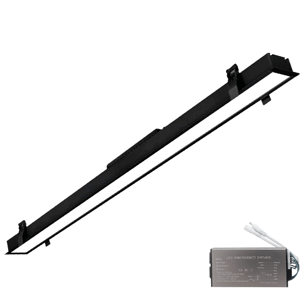 ELMARK LED PROFIL VGRADNI 600mm 24W 3000K ČRNI + EMERGENCY KIT