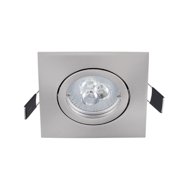 LED METAL KVADRATNI DOWNLIGHT 6W GU10 2700K, SATEN NIKELJ