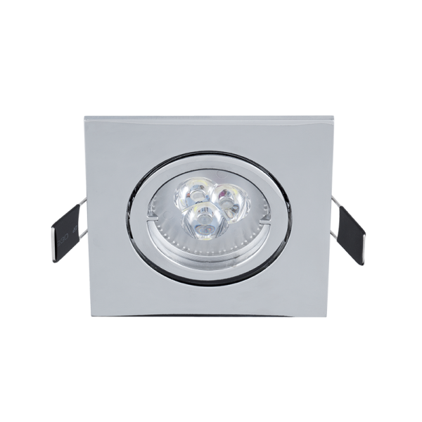 LED METAL KVADRATNI DOWNLIGHT 6W GU10 2700K, KROM