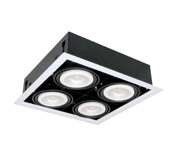 LED VGRAJENA SVETILKA QUAD412 12W 4XE27 2700K TEMNO SIVA