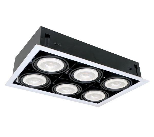 LED VGRAJENA SVETILKA QUAD612 12W 6XE27 2700K TEMNO SIVA